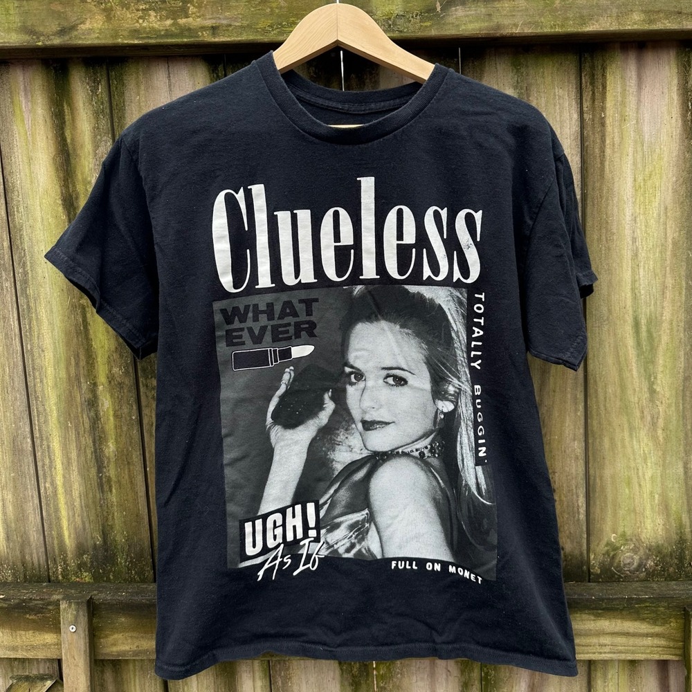 Clueless Movie Graphic Tee Black Cher Horowitz‎ As If Shirt Women Large 90s Y2K